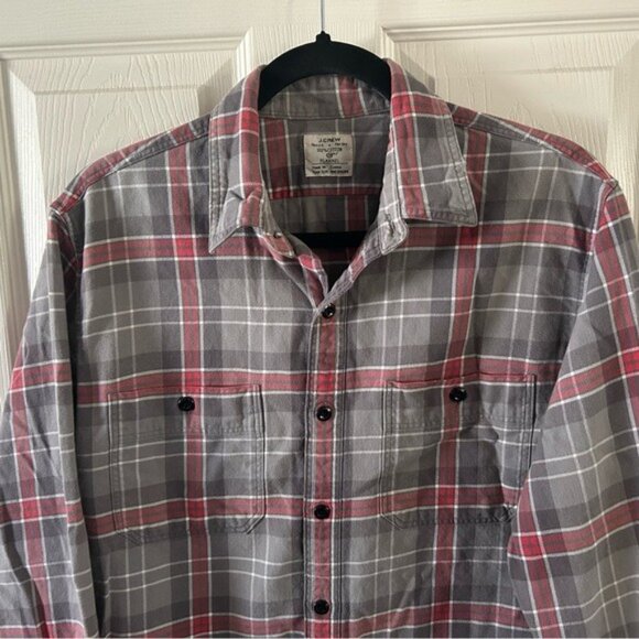 J Crew 100% Cotton Flannel Plaid Button Down Shirt Sz Medium Fall Winter Preppy - Picture 3 of 15